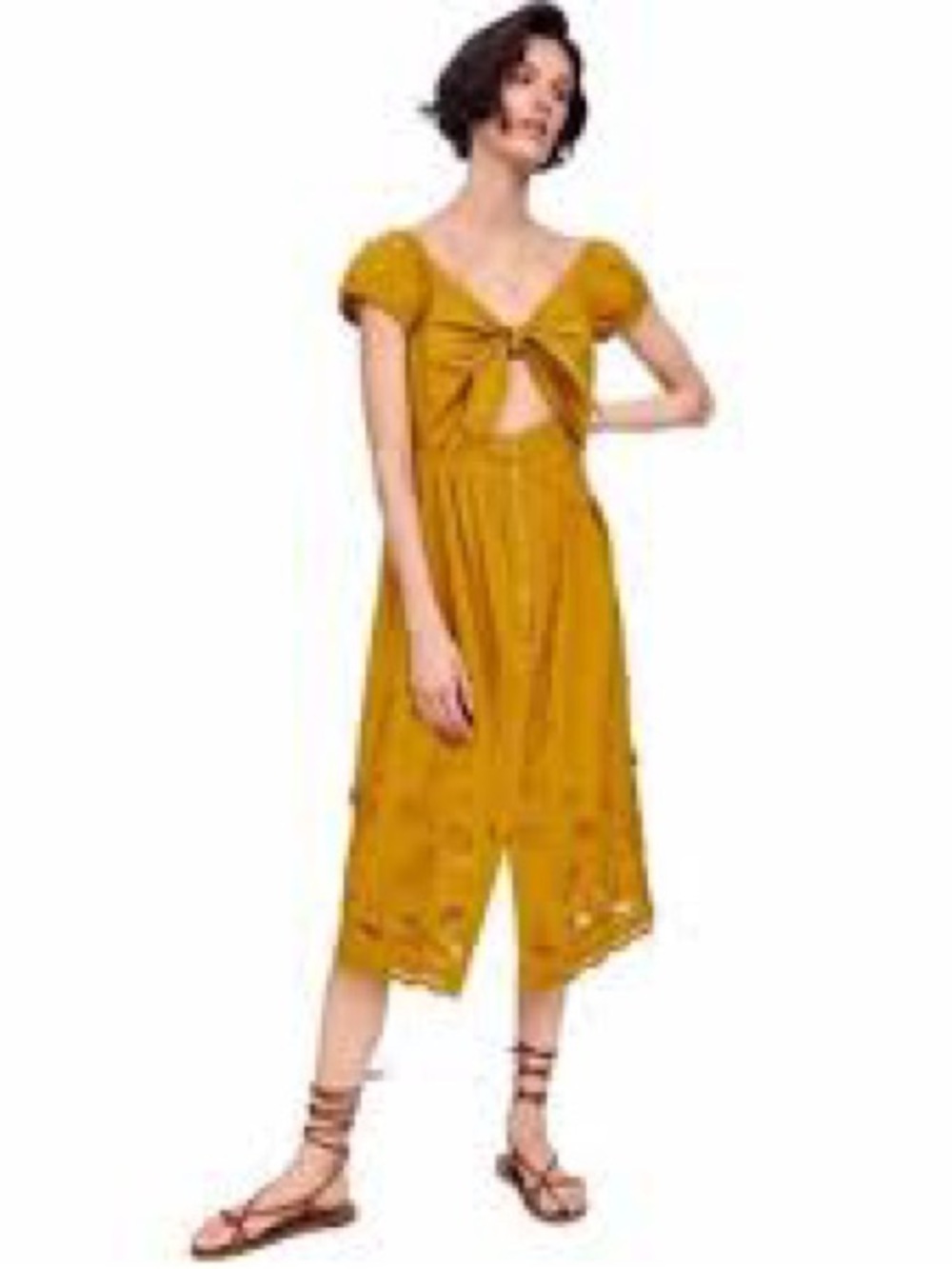 Zara Mustard Yellow Tie-Front Dress